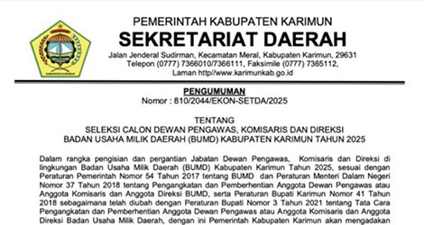 Pemkab Karimun Cari Nakhoda Baru untuk Dua BUMD