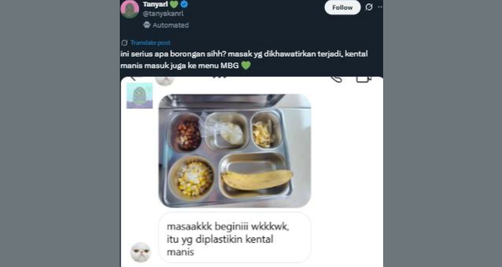 Netizen Heboh, Kental Manis dihidangkan dalam Menu MBG