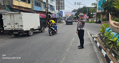 Satlantas Polres Karimun Gelar Strong Point Sore di Sejumlah Titik Rawan Laka Lantas