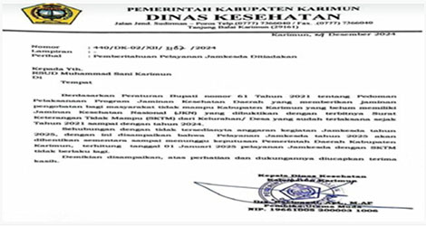 Pemkab Karimun Hentikan Layanan Jamkesda Gunakan SKTM Mulai 1 Januari 2025