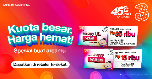 Pelanggan 3 Indonesia Kini Bisa Nikmati Perdana Happy dengan Harga Lebih Terjangkau