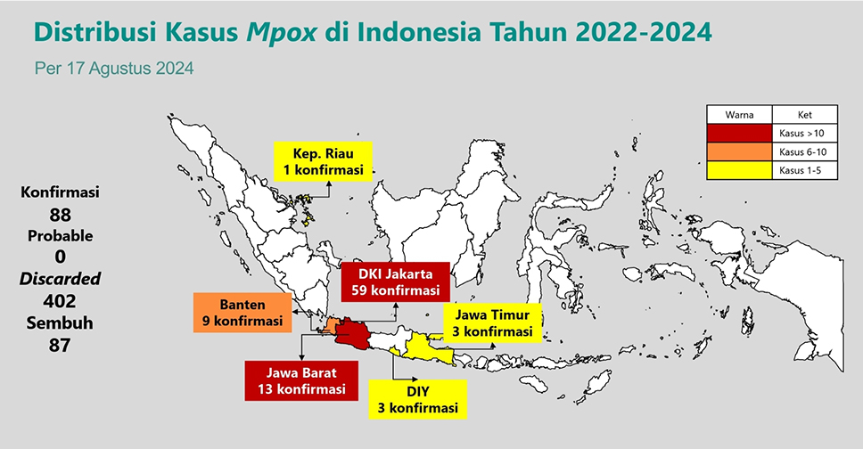 88 Kasus Konfirmasi Mpox di Indonesia, Seksual Sesama Jenis Salah Satu Penyebab