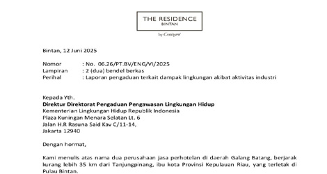 Dua Hotel di Bintan Laporkan PT BAI ke Kementerian Lingkungan Hidup