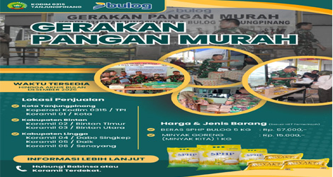 GPM Kodim 0315 Tanjungpinang dan Bulog, Bantu Masyarakat dengan Harga Terjangkau