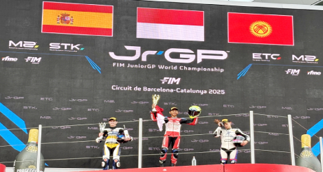 Pebalap Muda Indonesia Kiandra Ramadhipa Juara di Barcelona, Indonesia Raya Kembali Berkumandang di Eropa