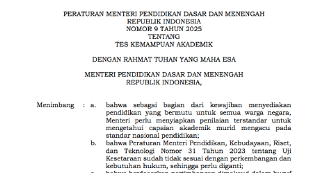 Kemendikdasmen Luncurkan Tes Kemampuan Akademik Nasional