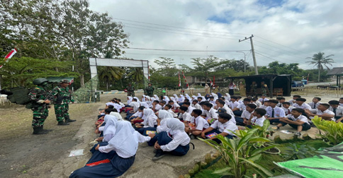 Pelajar SMP Kunjungi Pos Koki SSK IV Dum-Dum Yonarhanud 8 MBC