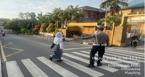 Satlantas Polres Karimun Gelar Strong Point Pagi di Titik Rawan Macet