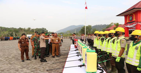 Cegah Kebakaran Hutan dan Lahan, Polres Lingga Gelar Apel Bersama Instansi Terkait