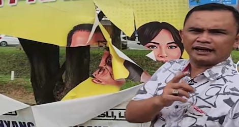 Puluhan Baliho Paslon SAYANG-ASLI di Batam Diduga Dirusak OTK