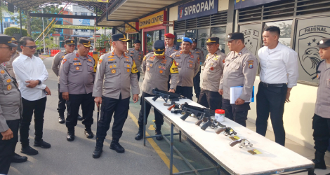 Tingkatkan Profesionalisme Personel, Polres Karimun Lakukan Pemeriksaan Senjata Api Dinas