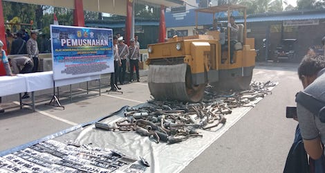 Operasi Patuh Seligi 2024, Polres Karimun Musnahkan 221 Knalpot Brong dan 31 TNKB Palsu