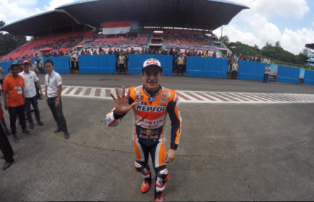 Marquez Rayakan Kemenangannya di MotoGP Sentul