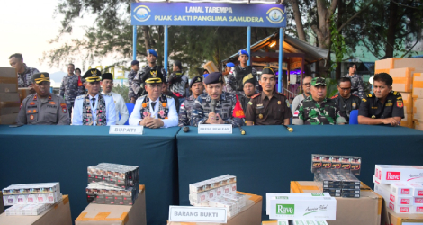 Lanal Tarempa Gagalkan Penyelundupan Rokok Ilegal Senilai Rp 1,7 Miliar
