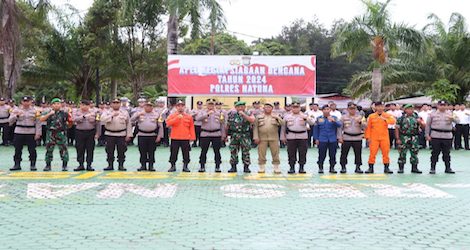 Antisipasi Musim Utara, Wakapolres Natuna Pimpin Apel Kesiapsiagaan Bencana