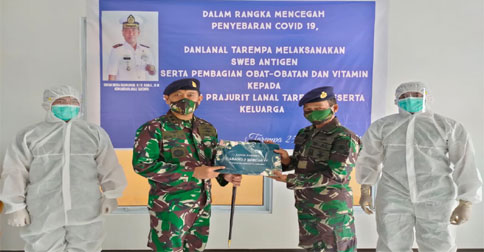 Cegah Penyebaran Covid-19, Lanal Tarempa Rapid Test Seluruh Prajurit