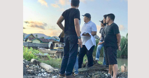 Dinas PUPR Lingga Bangun Tanggul Penahan Tanah di Pasar Daik