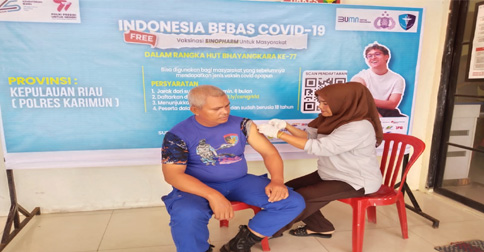 Sambut HUT Bhayangkara ke-77, Polres Karimun Gelar Vaksinasi Presisi