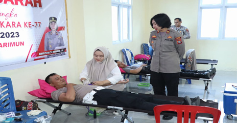 Polres Karimun Gelar Donor Darah Sambut Hari Bhayangkara ke-77